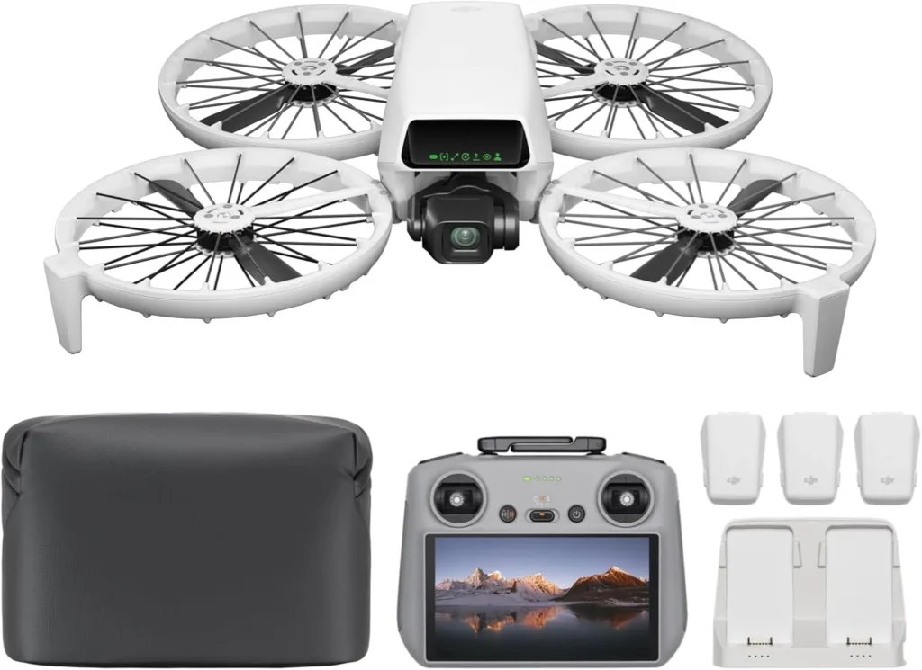 Pack DJI Flip Fly More Combo : sac, radiocommande DJI RC 2, batteries et station de charge