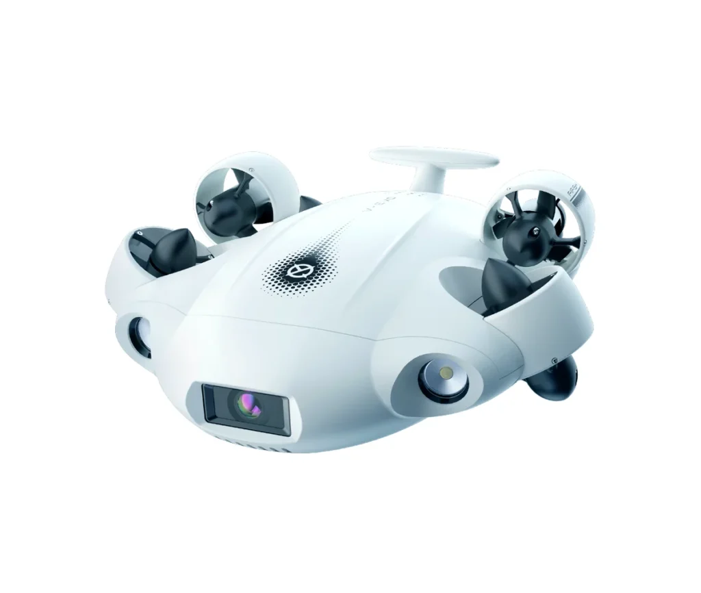 Drone sous-marin Fifish V-EVO de face, caméra 4K et propulseurs