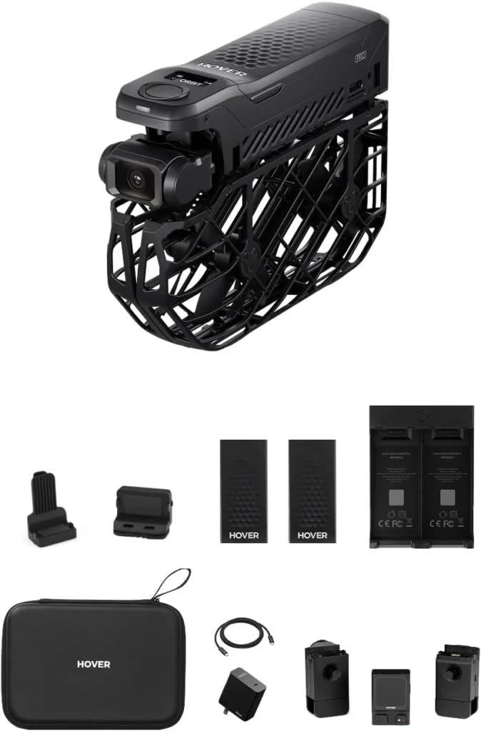 Contenu du pack HoverAir X1 Pro : drone, batteries, chargeur et housse