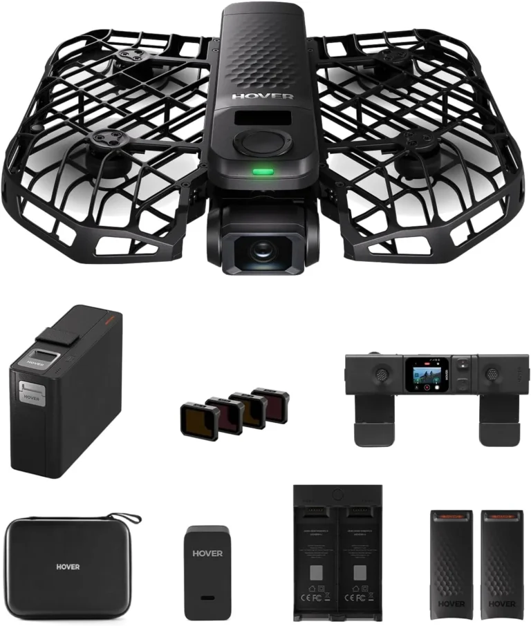 HoverAir X1 Pro vu de dessus, hélices protégées par la cage