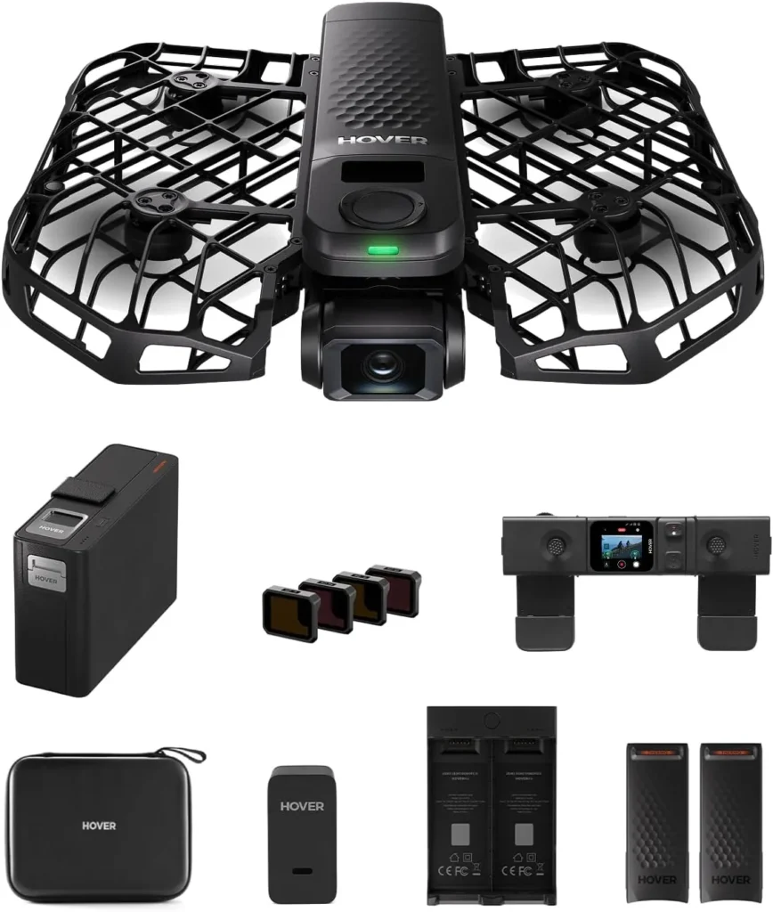 HoverAir X1 Pro vu de dessus, hélices protégées par la cage