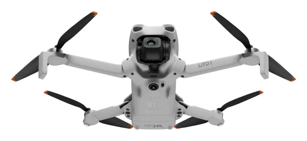 DJI Lito 1 vu de face, nacelle 3 axes et capteurs de détection d'obstacles