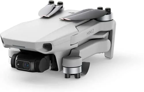 DJI Mini 2 plié, bras repliés, au format de poche